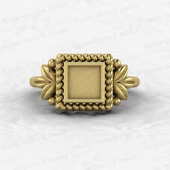 Genuine 925 Sterling Silver Braided 6mm Square Bezel Cup Leaf Semi Mounting Ring Resin Ashes Work Keepsake Jewelry Fitting