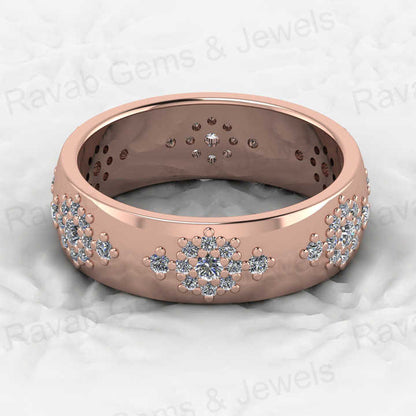 Top Selling Genuine 925 Silver Snowflake CZ Design Gold Vermeil Eternity Wide Band Dainty Women's Ring Personalized Fine Jewelry