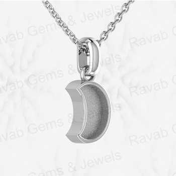 Best Quality 925 Silver 9X11mm Half Moon Semi Mounting Memorial Charm Pendant Setting for Resin & Ashes Work Keepsake Jewelry