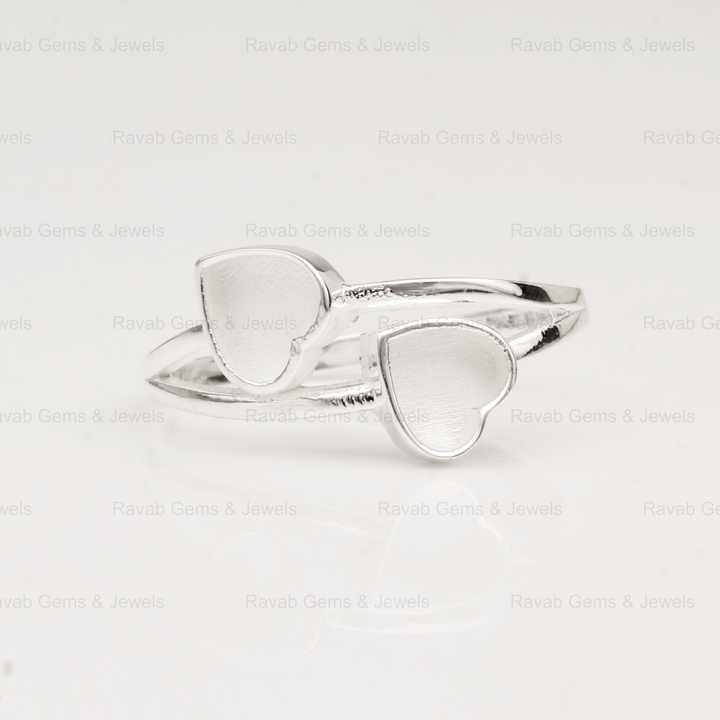 High Quality 925 Sterling Silver 5mm Double Heart Semi Mount Blank Bezel Setting Ring Good for Keepsake Breastmilk DIY Jewelry