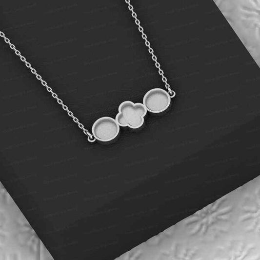 Solid 925 Silver 10mm Clover & Round Bezel Pendant Semi Mount Charm Setting for Resin Ashes Stone Jewelry Findings Components