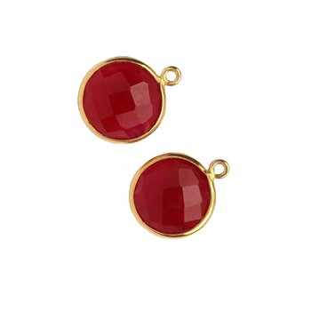 Best Selling Solid 925 Sterling Silver 18k Gold Plated Ruby Quartz Hydro 12mm Cushion Shape Checker Cut Charms & Connectors