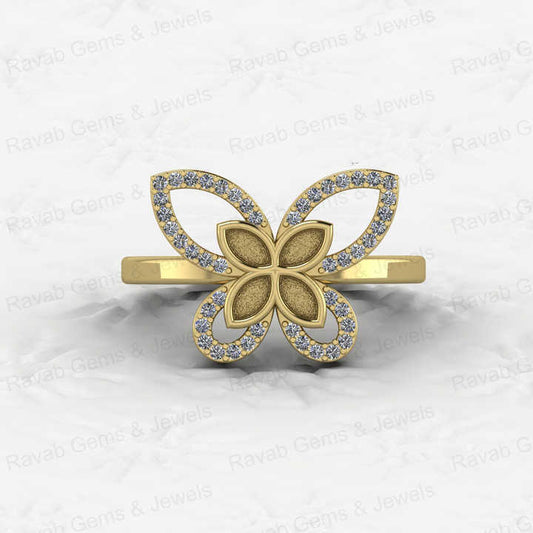 Solid 925 Silver Semi Mounting Blank Base Ring 2x4mm Marquise Butterfly CZ Resin Ashes Work Keepsake DIY Jewelry Findings