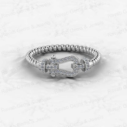 Top Selling 925 Silver CZ Heavue Horseshoe Rope Eternity Band Gold Vermeil Ring for Women Personalized Equestrian Fine Jewelry