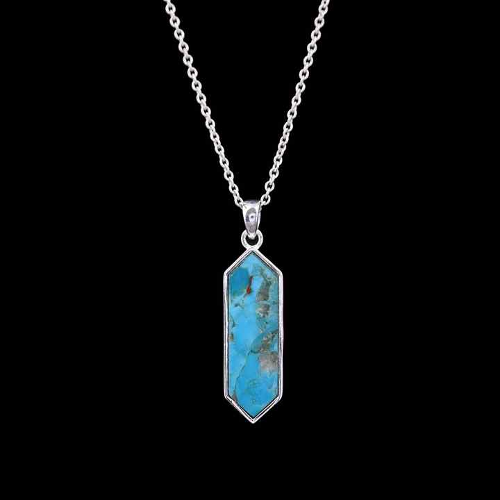 Handmade 925 Silver 10x27mm Genuine Sleeping Beauty Arizona Turquoise Bezel Charm Pendant Fine Navajo Jewelry For Men's Gift