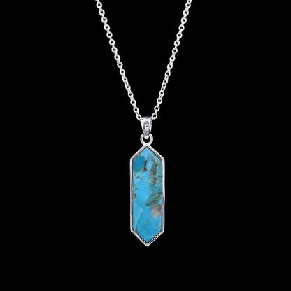 Handmade 925 Silver 10x27mm Genuine Sleeping Beauty Arizona Turquoise Bezel Charm Pendant Fine Navajo Jewelry For Men's Gift