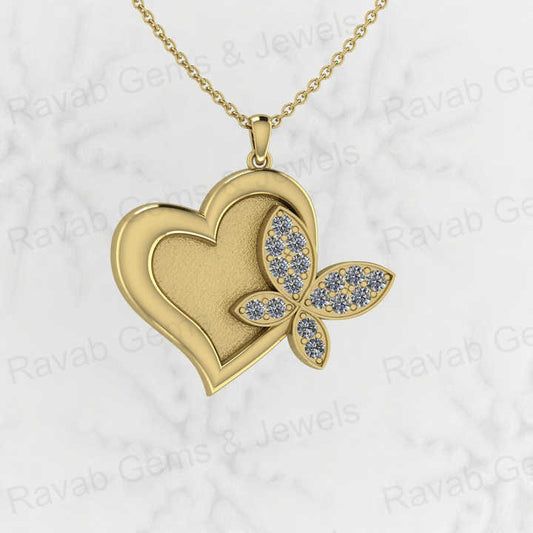 Top 925 Silver CZ 31x26mm Heart Cutout With Butterfly Semi Mounting Charm Pendant Setting for Resin Ashes Work Keepsake Jewelry