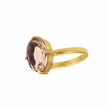 925 Sterling Silver Prong Ring for Women Gold Plated Transparent Pink Crystal Amazing Morganite Quartz Gemstone Jewelry Parties
