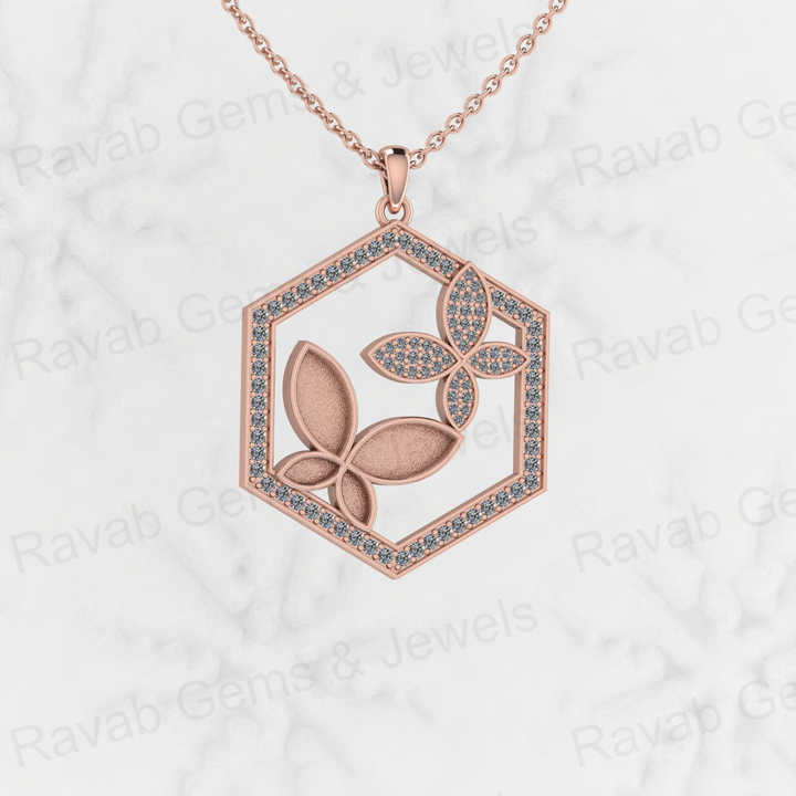 Top Selling 925 Sterling Silver 26mm Chunky Hexagon Butterfly Semi Mounting Charm Pendant Setting for Resin & Ashes Keepsake