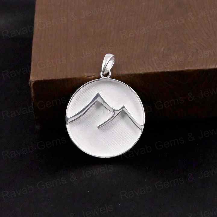 High Quality Handmade 925 Silver 25mm Mountain Hill Blank Charm Pendant Resin Ashes Work Breastmilk Jewelry Findings Components