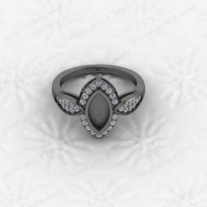 High Quality 925 Sterling Silver 5x10mm Marquise CZ Semi Mount Blank Setting Ring Good Ashes Resin Jewelry Findings Components