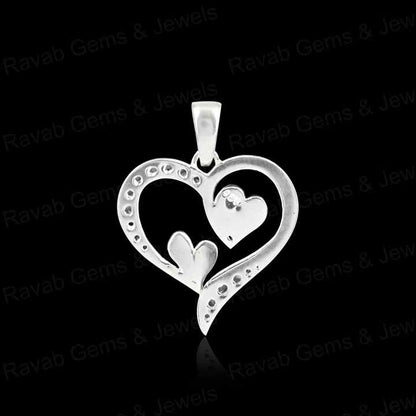 High Quality 925 Silver 24mm Double Heart With Zircon Semi Mount Blank Charm Pendant Setting Making Resin & Ashes DIY Jewelry
