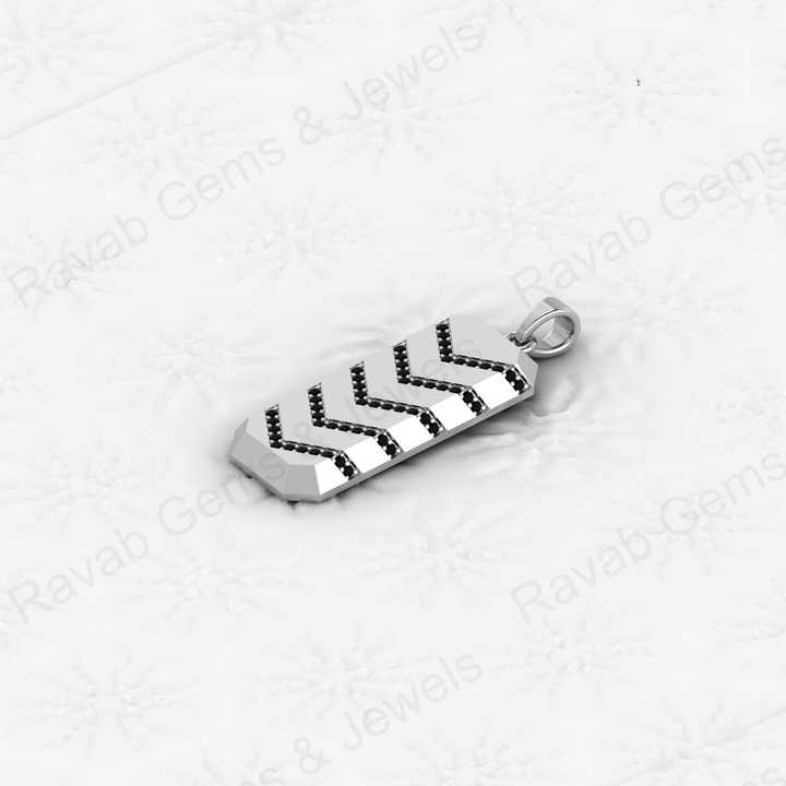 Top Selling Genuine 925 Silver Black Cubic Zircon Diamond Brilliant Cut Beveled Tire Pattern Pendant Necklace for Men's Jewelry