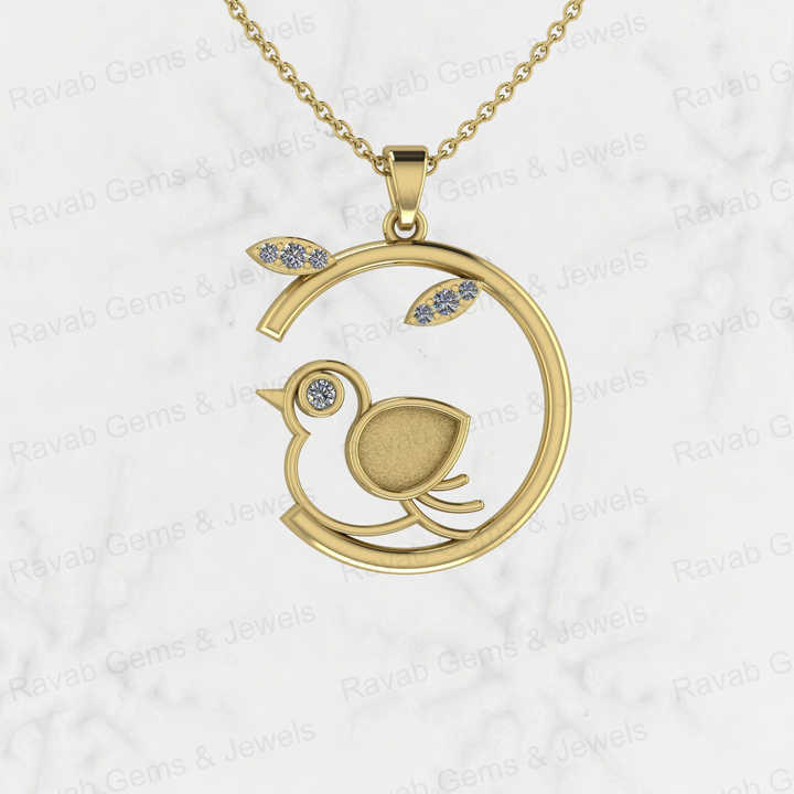 Solid 925 Silver 8x6mm Pear Sparrow Bird Semi Mount Blank CZ Charm Pendant Setting for Ashes & Resin Stone Work Keepsake Jewelry