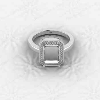 8x10mm Genuine 925 Sterling Silver Octagon Semi Mount Ring Blank Good Resin Ashes Work Jewelry Findings Components