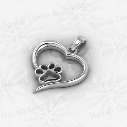 Pure 925 Silver Heart With Baby Dog Paw Blank Bezel 26x20mm Charm Pendant Setting Good for Resin & Ashes Work Breastmilk Jewelry