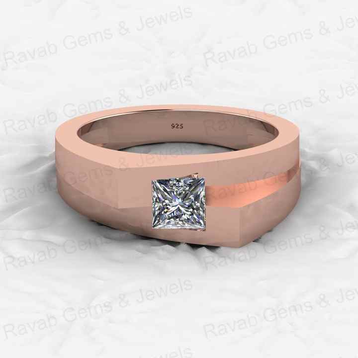 Superb Quality Solid 925 Sterling Silver 5mm CZ Brilliant Square Cut Ultimate Designer Ring for Men's Fine Handmade Jewelry
