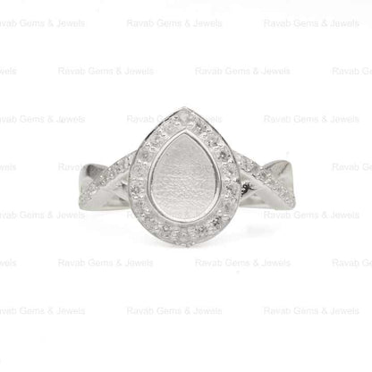 High Quality 5x7mm Pear Zircon Semi Mount Blank Bezel Setting Sterling Silver Ring for Gemstone Resin Ashes DIY Jewelry Findings