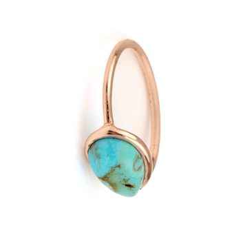 Hot Selling Boho Style Women's Fine Sterling Silver Ring Genuine Kingman Blue Arizona Turquoise Gemstone Rose Gold Plated Ring