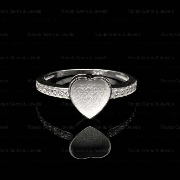 Best Selling 8mm Heart Zircon Semi Mount Blank Bezel Setting Ring Sterling Silver 925 Gemstone Resin Ashes DIY Jewelry Findings