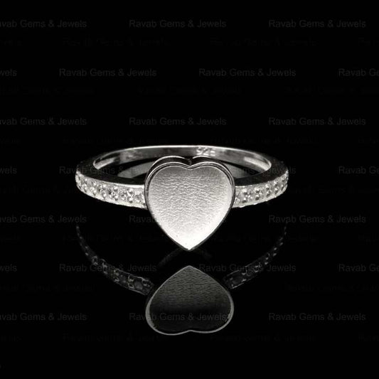 Best Selling 8mm Heart Zircon Semi Mount Blank Bezel Setting Ring Sterling Silver 925 Gemstone Resin Ashes DIY Jewelry Findings