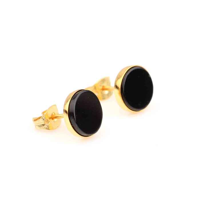 Minimalist 9mm Natural Black Onyx Gemstone Stud Earrings New Design Daily Wear Jewelry for Women Teens Made of Sterling Silver