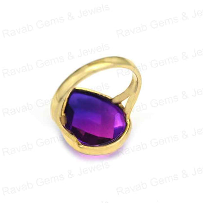 Hot Selling Solid 925 Sterling Silver Bio Color Purple Tourmaline Pear Checker Cut Bezel Setting Ring for Women's Fine Jewelry