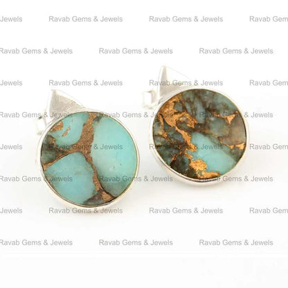 Best Selling 12mm Round Coin Natural Amazonite Copper Sterling Silver Gold Plated Daily Wear Minimalist Stud Earrings for Her