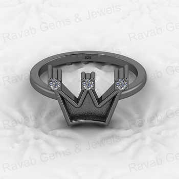 Best Quality Solid 925 Sterling Silver King Crown Design Semi Mount Blank Ring Resin Ashes Work Jewelry Finding Component