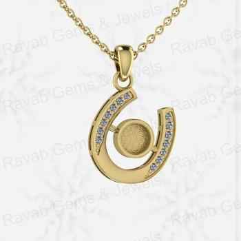 Top Quality Solid 925 Sterling Silver With CZ Horseshoe Semi Mounting Charm Pendant Setting Resin & Ashes Work Memorial Jewelry