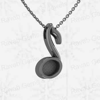 Genuine 925 Silver 6x8mm Musical Notes Design Semi Mounting Charm Pendant Resin Ashes Work Jewelry Findings & Components