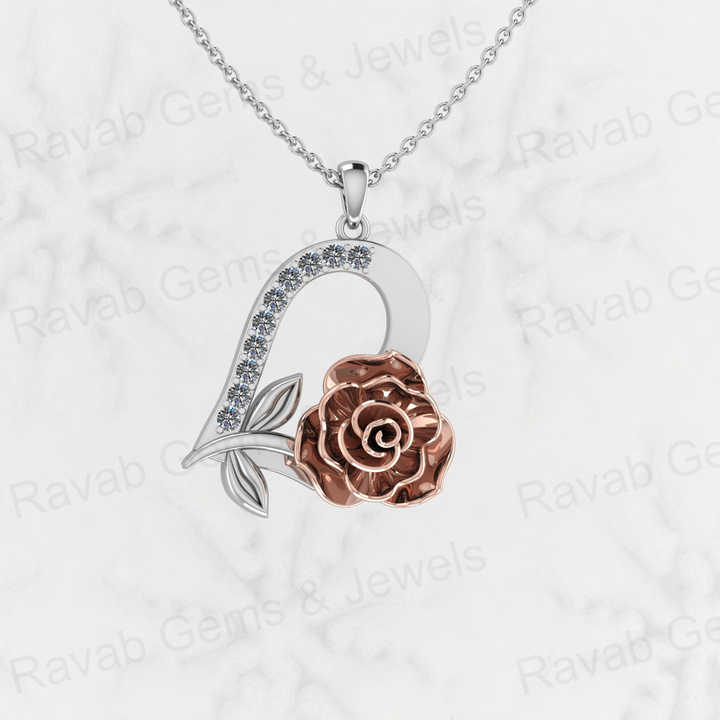 Best Selling 22mm Minimalist Floral Love Heart Pendant Necklace Women 925 Genuine Silver CZ Dainty Crystal Fine Jewelry Keepsake