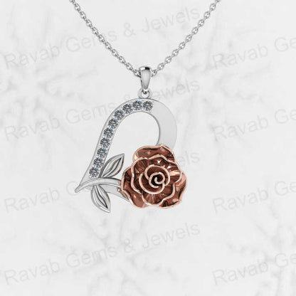 Best Selling 22mm Minimalist Floral Love Heart Pendant Necklace Women 925 Genuine Silver CZ Dainty Crystal Fine Jewelry Keepsake