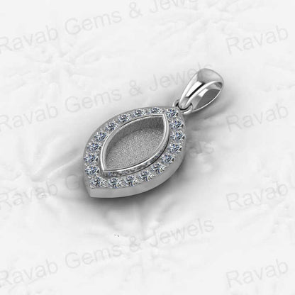 Top Quality 925 Sterling Silver Zircon 6x12mm Marquise Semi Mounting Charm Pendant Setting for DIY Jewelry Findings & Components