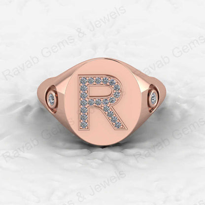 Best Selling Genuine 925 Sterling Silver Diamond Zircon Initial Letter Personalized Custom Solomon Signet Oval Men Ring Jewelry