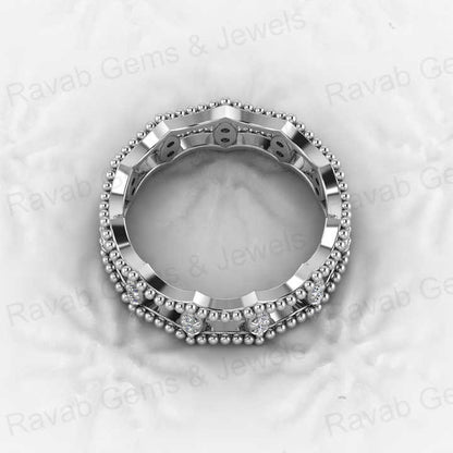 Hot Selling Genuine 925 Sterling Silver Gold Vermeil Twisted Circle Beaded Infinity Eternity Band CZ Women Ring for Fine Jewelry