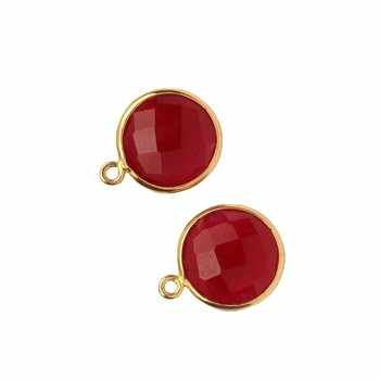 Best Selling Solid 925 Sterling Silver 18k Gold Plated Ruby Quartz Hydro 12mm Cushion Shape Checker Cut Charms & Connectors