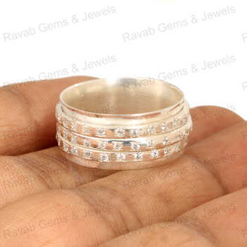 Top Quality Natural Cubic Zirconia Round Brilliant Cut 1mm Multi Stone Solid 925 Sterling Silver Pave Micron Setting Women Ring