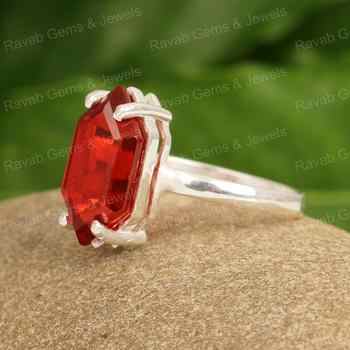 Sparkling Designer Pink Tourmaline Hydro Gemstone Hexogen Faceted Solid 925 Sterling Silver Prong Setting Handmade Women Ring