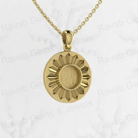 High Quality 925 Sterling Silver Sunburst Semi Mount Blank Pendant 26x18mm Sunbeam Design for Resin &amp; Ashes Work Necklace