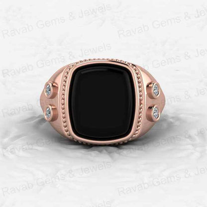 Top Selling Solid 925 Sterling Silver 12x14mm Black Onyx Octa Cushion Shape Signet Ring for Men Customized Bikers Fine Jewelry