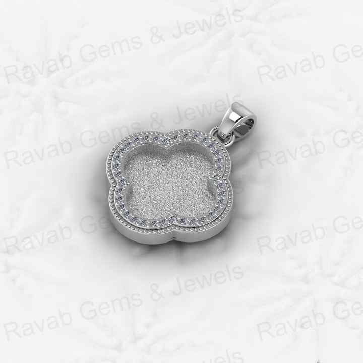 Genuine 925 Silver 12mm Clover Semi Mounting Blank Setting Bezel Resin Breastmilk Keepsake Pendant Jewelry Findings & Components
