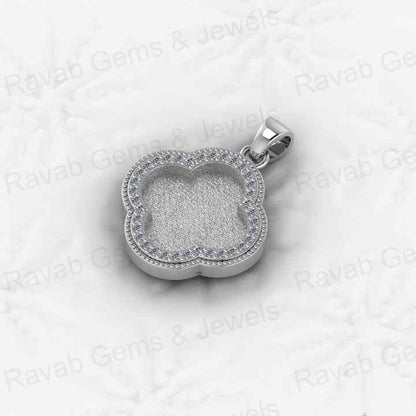 Genuine 925 Silver 12mm Clover Semi Mounting Blank Setting Bezel Resin Breastmilk Keepsake Pendant Jewelry Findings & Components