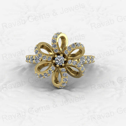 Top Selling Genuine 925 Sterling Silver Gold Vermeil Stylish Flower Design Eternity Stacking Band Women Ring Fine Zircon Jewelry