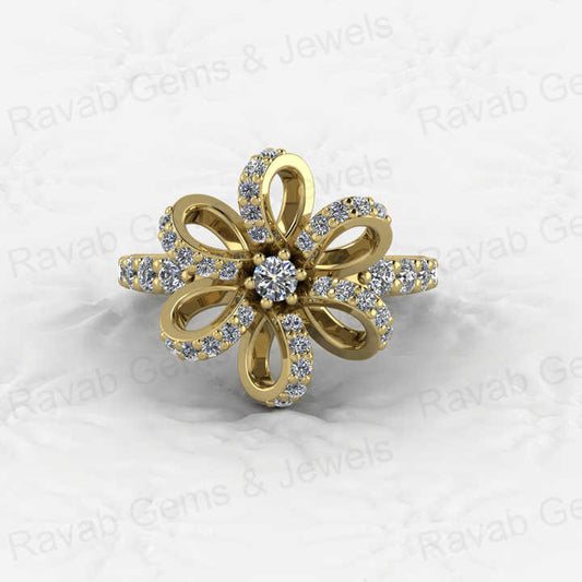 Top Selling Genuine 925 Sterling Silver Gold Vermeil Stylish Flower Design Eternity Stacking Band Women Ring Fine Zircon Jewelry