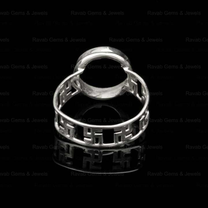 High Quality 925 Solid Silver 10mm Oval Pre Notched Swastik Band Semi Mount Blank Bezel Setting Ring for Stone & Ashes Resin