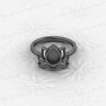 Superb Quality 925 Silver 6x8mm Oval Semi Mount Blank Setting Lotus Designer Ring for Breastmilk Keepsake Fine Women Jewelry