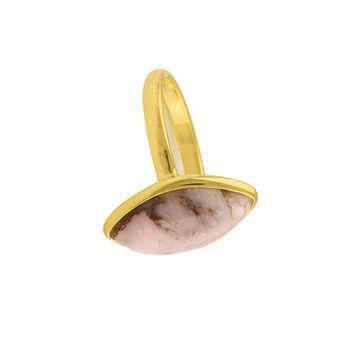 8x16mm Natural Pink Opal Copper Stone Bezel Dainty Ring 18K Gold Plated Sterling Silver Beautiful Christmas Gift Her Fine