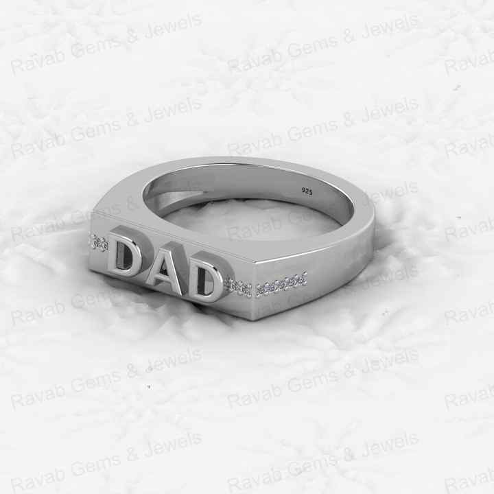 Best Selling 925 Silver Vermeil Eternity Ring DAD Father Curb Embossed Personalized for Men Women Fine Jewelry for Wedding Party