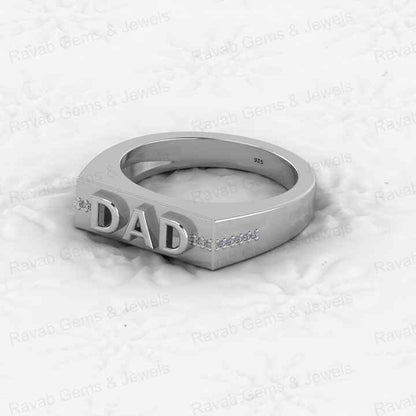 Best Selling 925 Silver Vermeil Eternity Ring DAD Father Curb Embossed Personalized for Men Women Fine Jewelry for Wedding Party